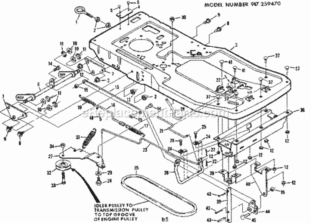 Page B Diagram and Parts List for 917259470  Craftsman Lawn Tractor