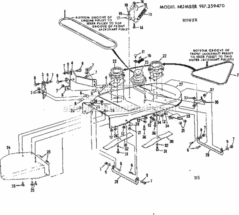 Page D Diagram and Parts List for 917259470  Craftsman Lawn Tractor