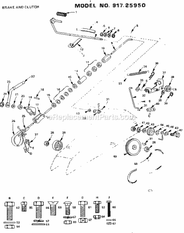 Page C Diagram and Parts List for 91725950  Craftsman Lawn Tractor