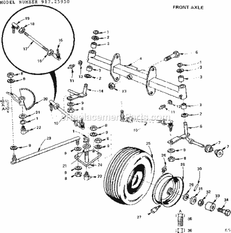 Page E Diagram and Parts List for 91725950  Craftsman Lawn Tractor