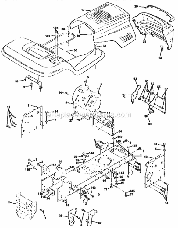 Page B Diagram and Parts List for 917259521  Craftsman Lawn Tractor