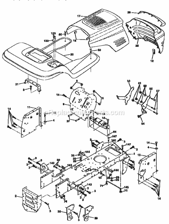 Page B Diagram and Parts List for 917259530  Craftsman Lawn Tractor