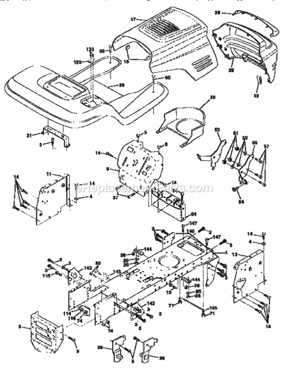 Page B Diagram and Parts List for 917259543  Craftsman Lawn Tractor