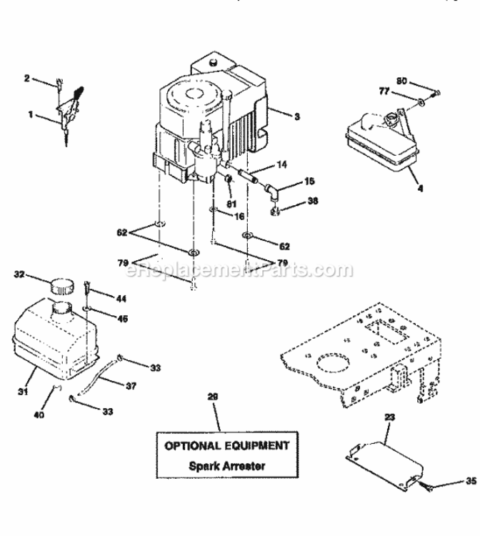 Page H Diagram and Parts List for 917259543  Craftsman Lawn Tractor