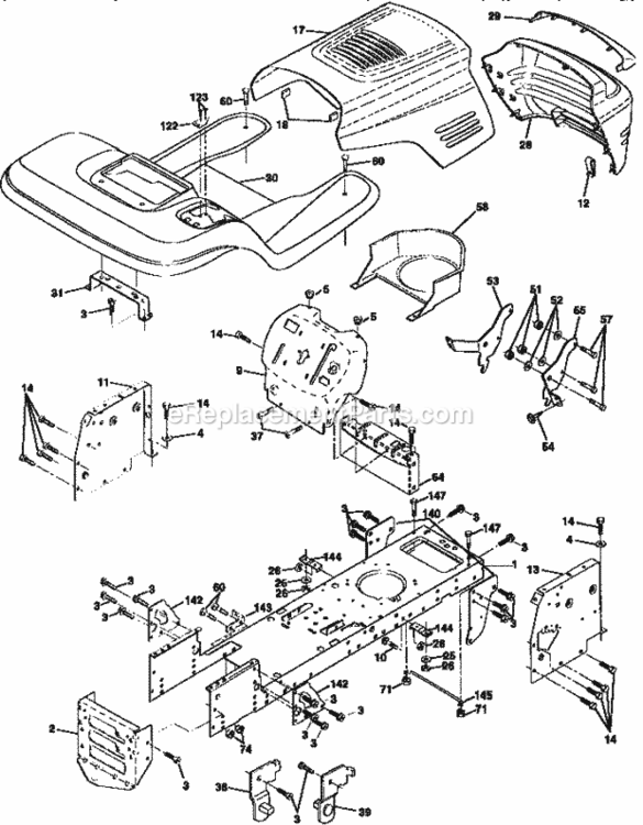 Page B Diagram and Parts List for 917259553  Craftsman Lawn Tractor