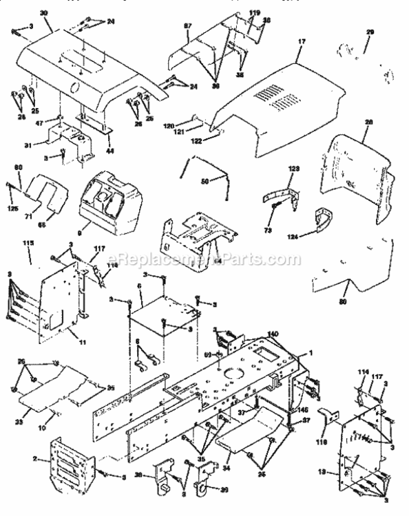 Page B Diagram and Parts List for 917259581  Craftsman Lawn Tractor