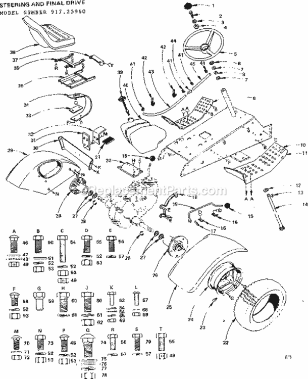 Page B Diagram and Parts List for 91725960  Craftsman Lawn Tractor