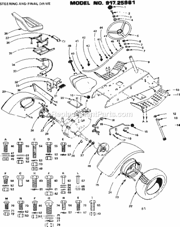 Page B Diagram and Parts List for 91725961  Craftsman Lawn Tractor