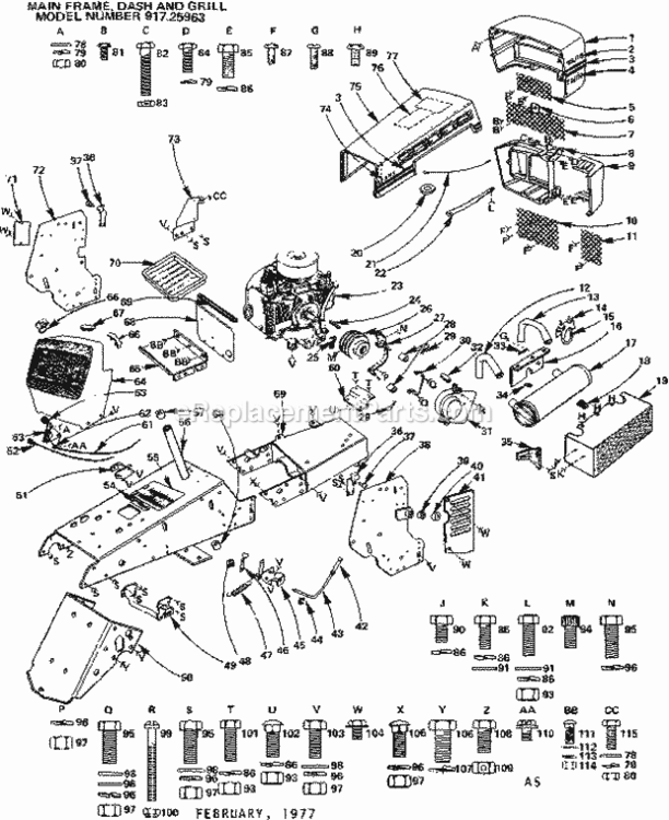 Page A Diagram and Parts List for 91725963  Craftsman Lawn Tractor