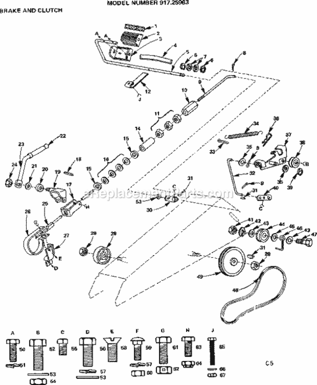 Page C Diagram and Parts List for 91725963  Craftsman Lawn Tractor