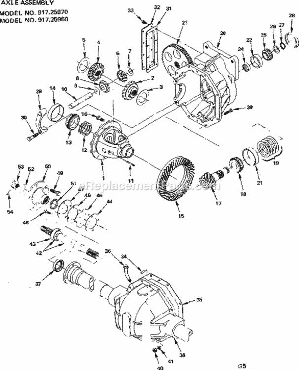 Page G Diagram and Parts List for 91725970  Craftsman Lawn Tractor
