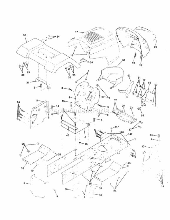 Page B Diagram and Parts List for 917259910  Craftsman Lawn Tractor