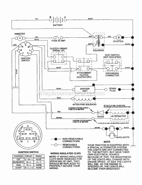 Page K Diagram and Parts List for 917259950  Craftsman Lawn Tractor