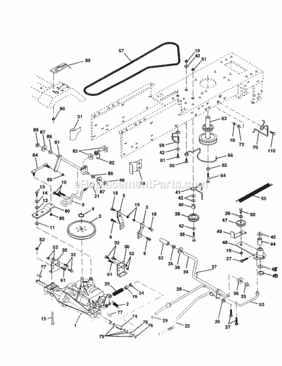 Page C Diagram and Parts List for 917259950  Craftsman Lawn Tractor