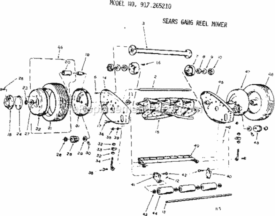 Page B Diagram and Parts List for 917265210  Craftsman Lawn Mower