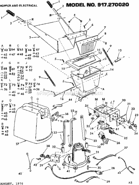 Page A Diagram and Parts List for 917270020  Craftsman Lawn Tractor Accessories