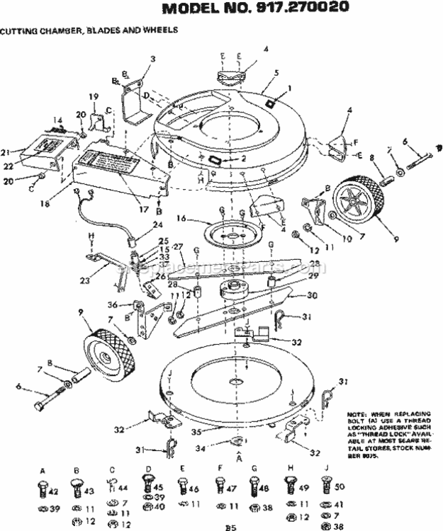 Page B Diagram and Parts List for 917270020  Craftsman Lawn Tractor Accessories