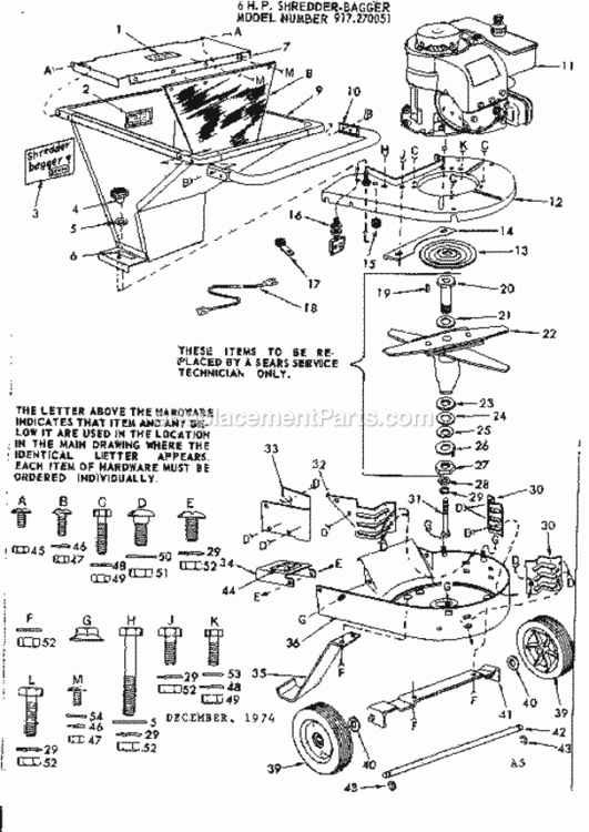 Page A Diagram and Parts List for 917270051  Craftsman Lawn Tractor Accessories