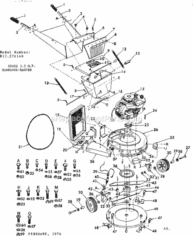 Page A Diagram and Parts List for 917270140  Craftsman Lawn Tractor Accessories