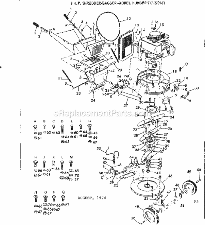 Page A Diagram and Parts List for 917270181  Craftsman Lawn Tractor Accessories