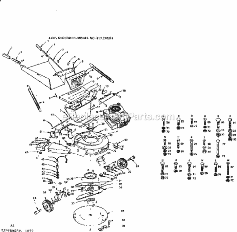 Page A Diagram and Parts List for 917270241  Craftsman Lawn Tractor Accessories