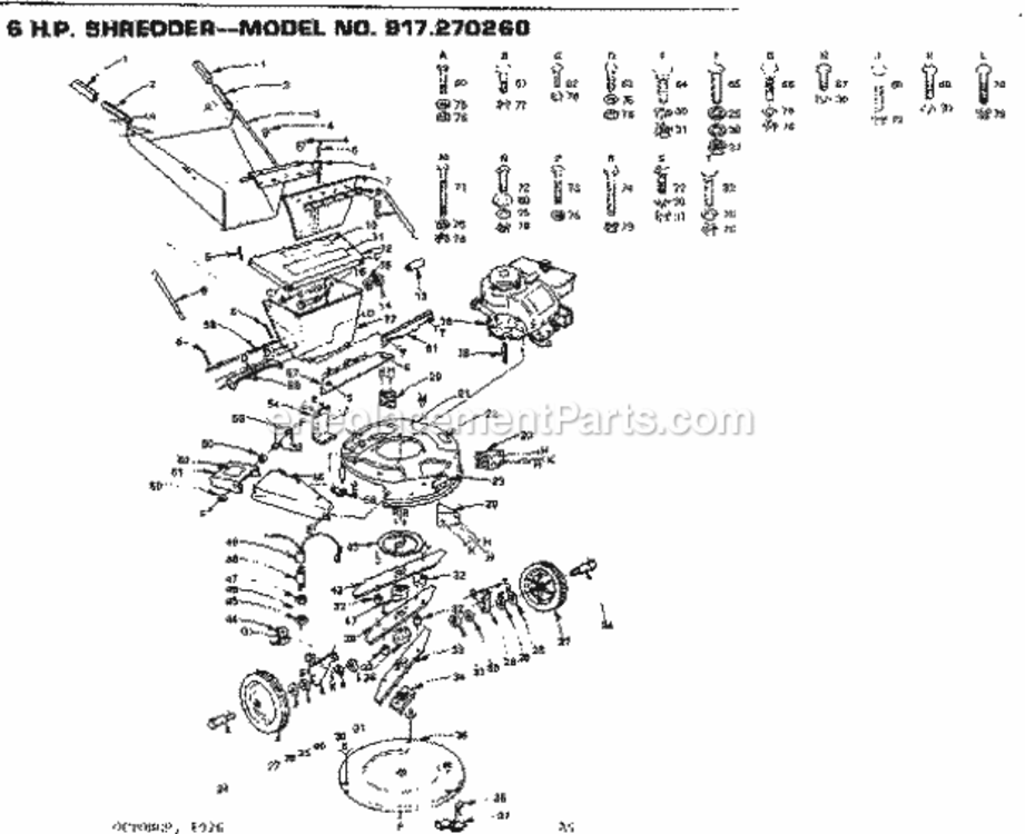 Page A Diagram and Parts List for 917270260  Craftsman Lawn Tractor Accessories