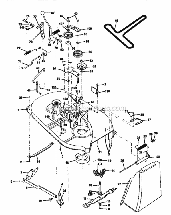 Page H Diagram and Parts List for 917270310  Craftsman Lawn Tractor