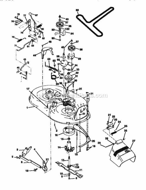Page J Diagram and Parts List for 917270411  Craftsman Lawn Tractor