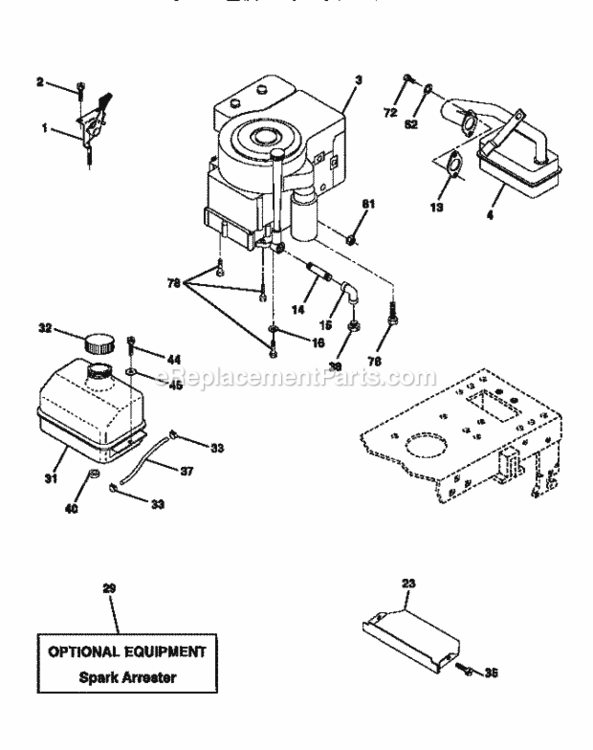 Page E Diagram and Parts List for 917270411  Craftsman Lawn Tractor