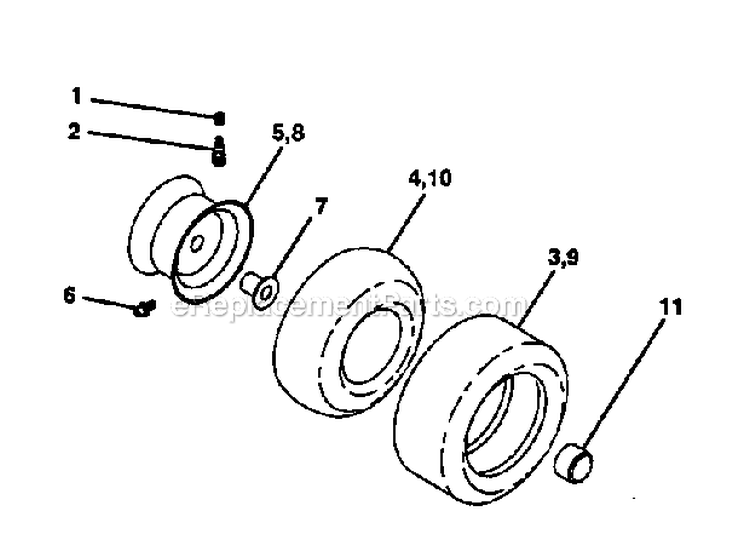 Wheels  Tires Diagram and Parts List for 917270532  Craftsman Lawn Tractor