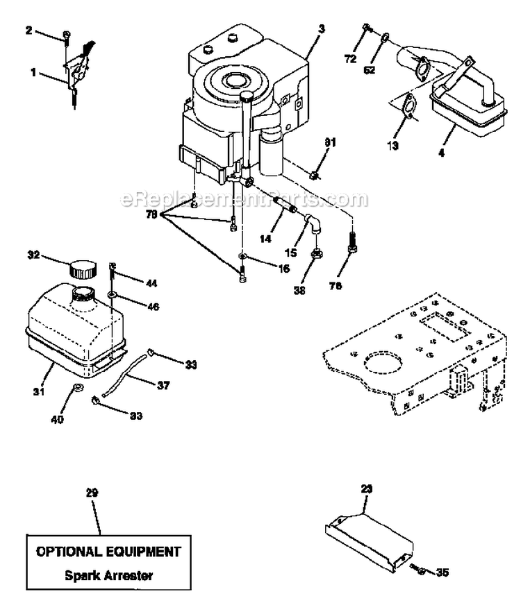 Engine Diagram and Parts List for 917270641  Craftsman Lawn Mower
