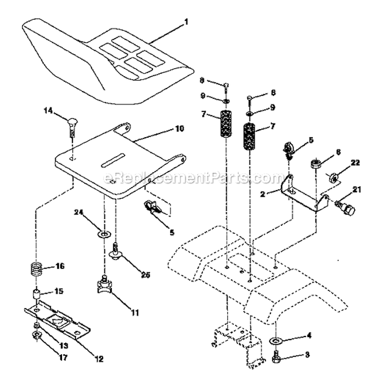 Seat_Assembly Diagram and Parts List for 917270641  Craftsman Lawn Mower