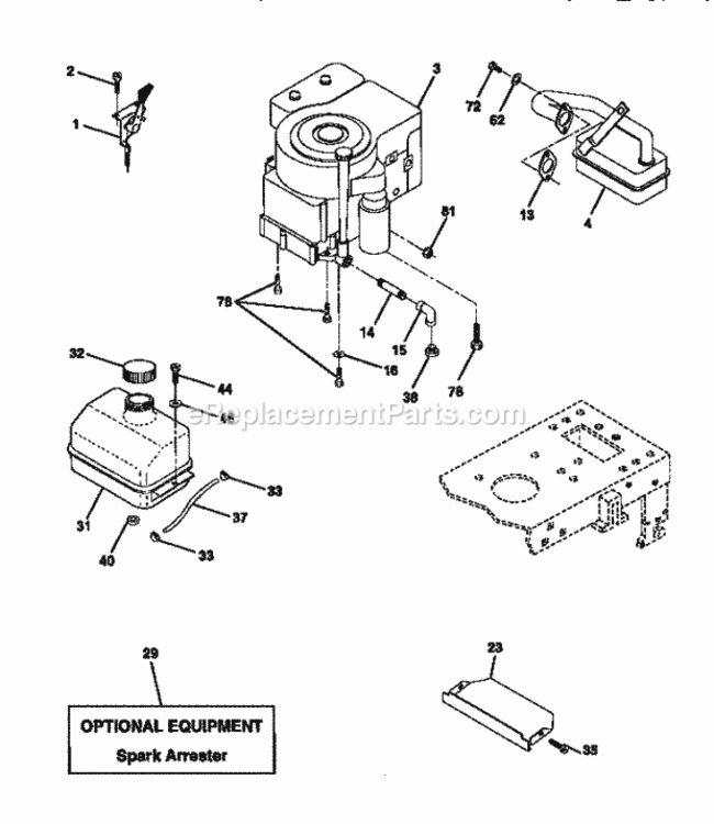 Page E Diagram and Parts List for 917270721  Craftsman Lawn Tractor