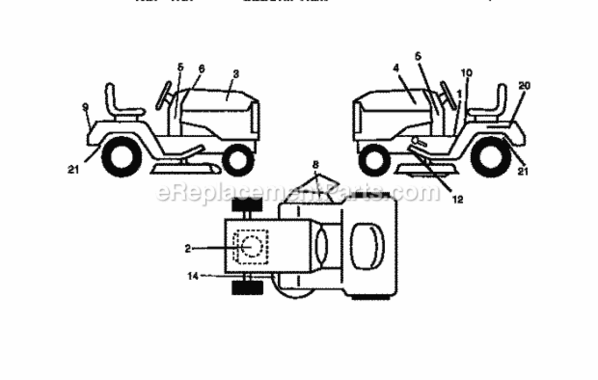 Page G Diagram and Parts List for 917270721  Craftsman Lawn Tractor