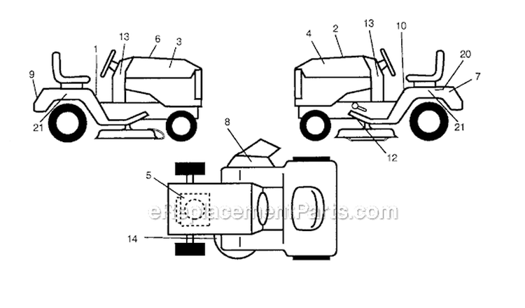 Decals Diagram and Parts List for 917270750  Craftsman Lawn Tractor