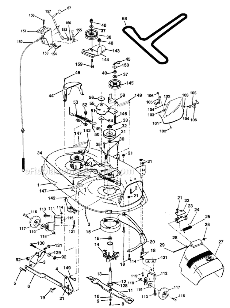 Mower Deck Diagram and Parts List for 917270760  Craftsman Lawn Tractor