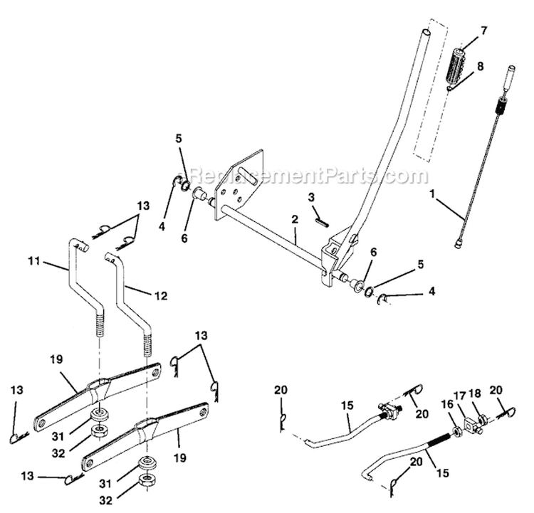 Lift Assembly Diagram and Parts List for 917270760  Craftsman Lawn Tractor