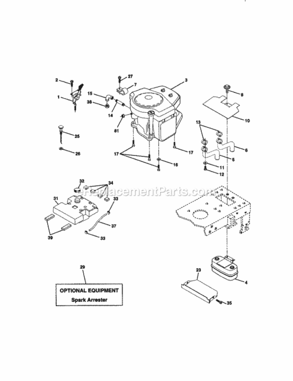 Page E Diagram and Parts List for 917270781  Craftsman Lawn Tractor