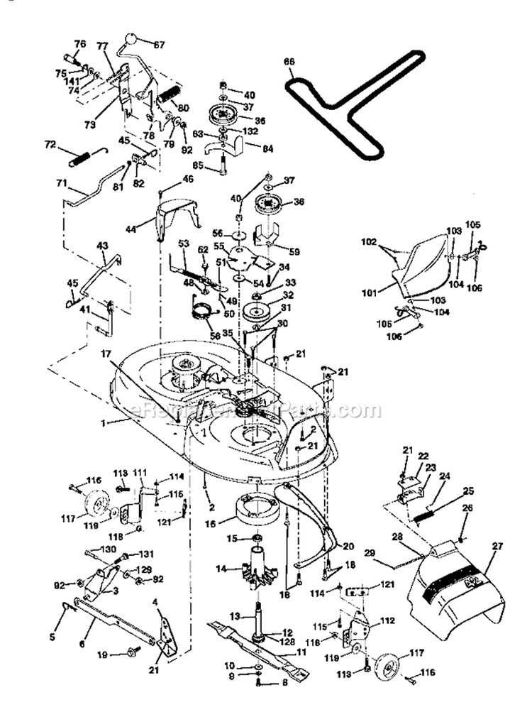 Mower Deck Diagram and Parts List for 917270820  Craftsman Lawn Tractor
