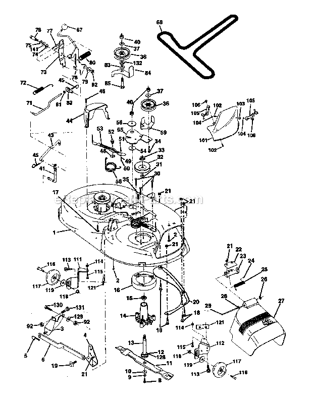 Mower_Deck Diagram and Parts List for 917270821  Craftsman Lawn Tractor
