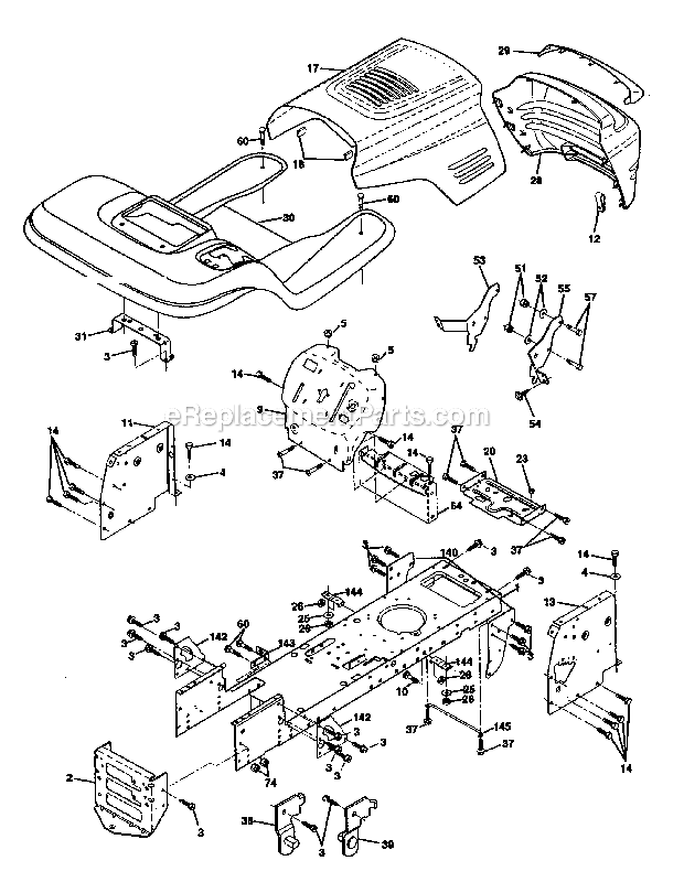 Chassis_And_Enclosures Diagram and Parts List for 917270821  Craftsman Lawn Tractor