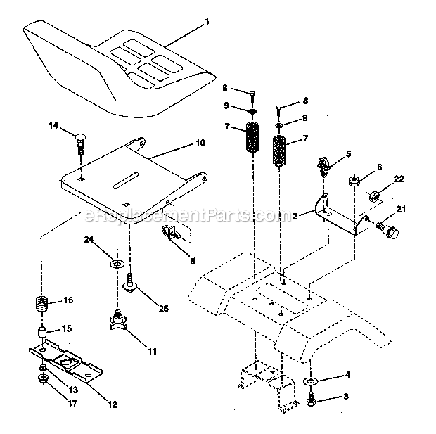 Seat_Assembly Diagram and Parts List for 917270821  Craftsman Lawn Tractor
