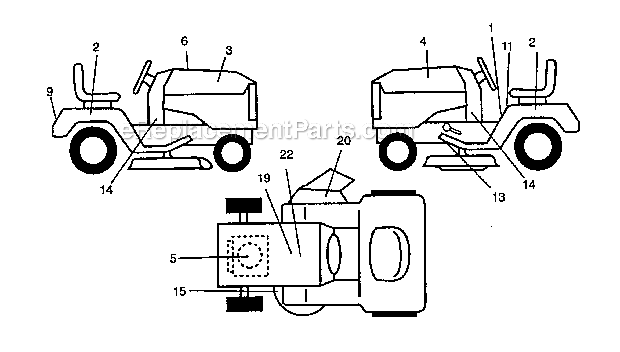 Decals Diagram and Parts List for 917270821  Craftsman Lawn Tractor