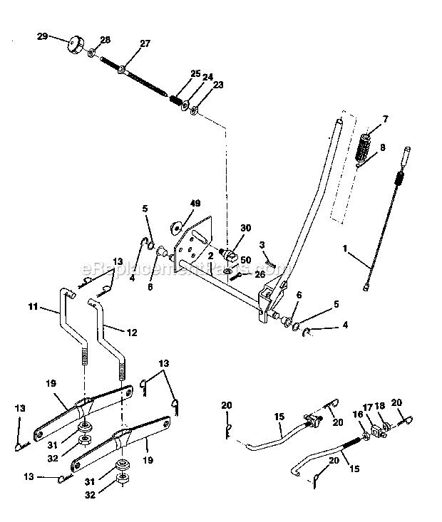 Lift_Assembly Diagram and Parts List for 917270821  Craftsman Lawn Tractor
