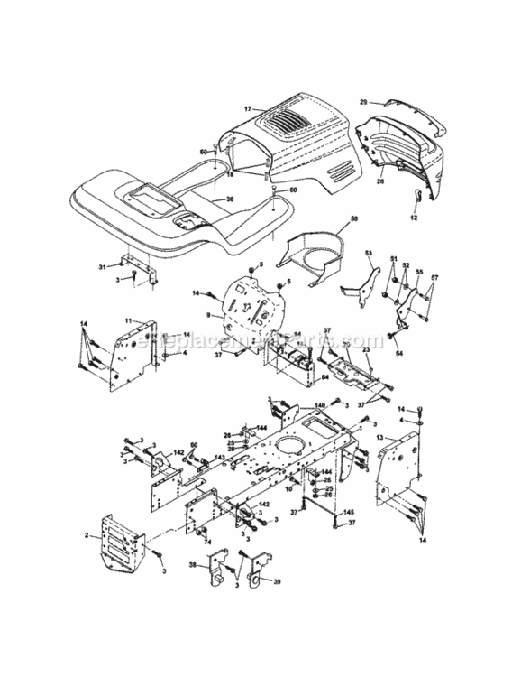 Page B Diagram and Parts List for 917270824  Craftsman Lawn Tractor