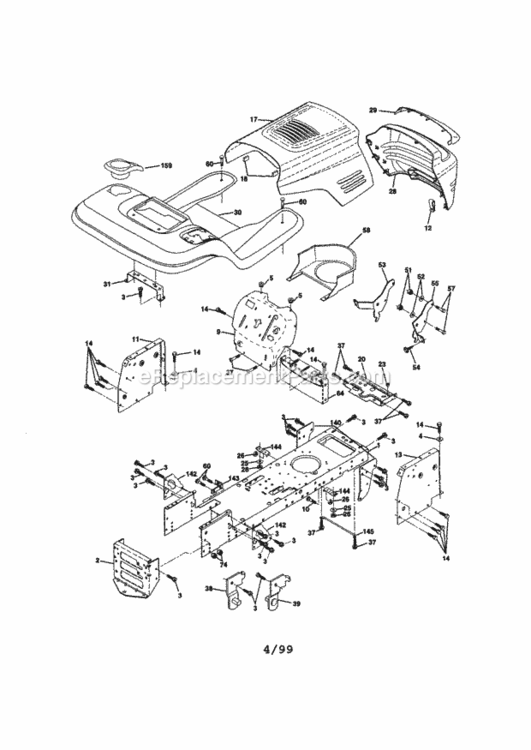 Page B Diagram and Parts List for 917270840  Craftsman Lawn Tractor