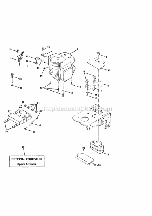 Page E Diagram and Parts List for 917270840  Craftsman Lawn Tractor