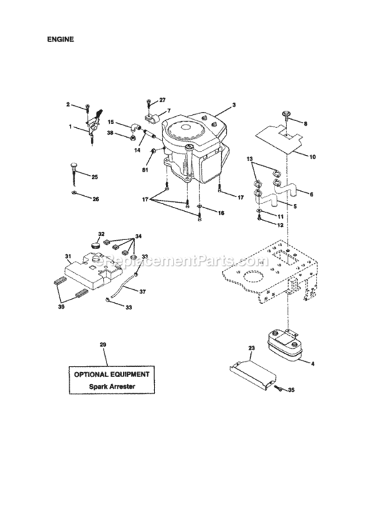 Page E Diagram and Parts List for 917270841  Craftsman Lawn Tractor