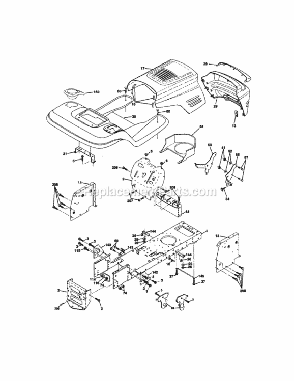 Page B Diagram and Parts List for 917270911  Craftsman Lawn Tractor