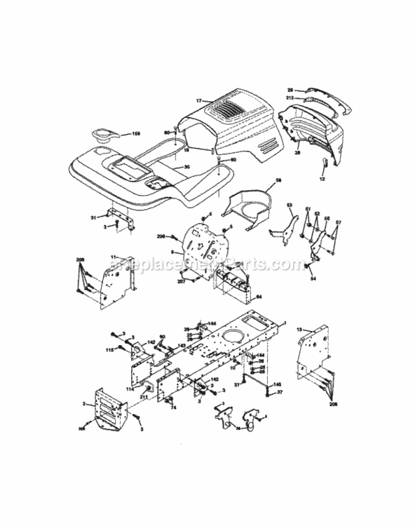 Page B Diagram and Parts List for 917270913  Craftsman Lawn Tractor